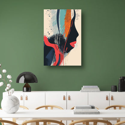 Abstract Portret van een Vrouw in Verf canvas met baklijst