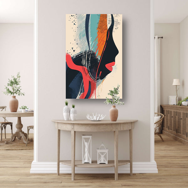 Abstract Portret van een Vrouw in Verf canvas met baklijst