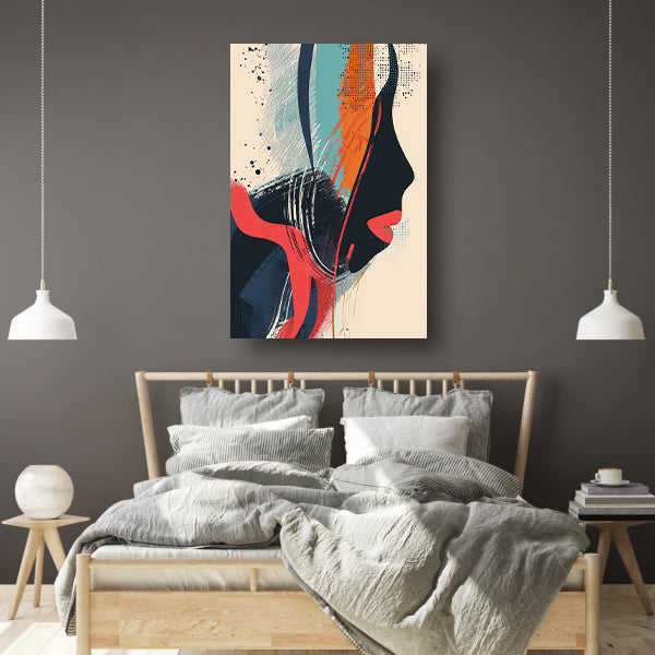 Abstract Portret van een Vrouw in Verf canvas met baklijst