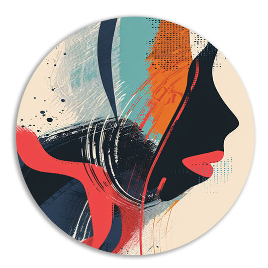 Abstract Portret van een Vrouw in Verf aluminium muurcirkel