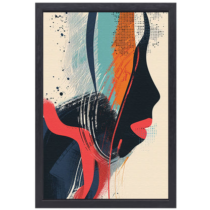 Abstract Portret van een Vrouw in Verf canvas met baklijst