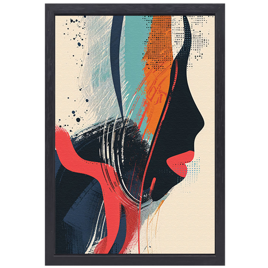 Abstract Portret van een Vrouw in Verf canvas met baklijst