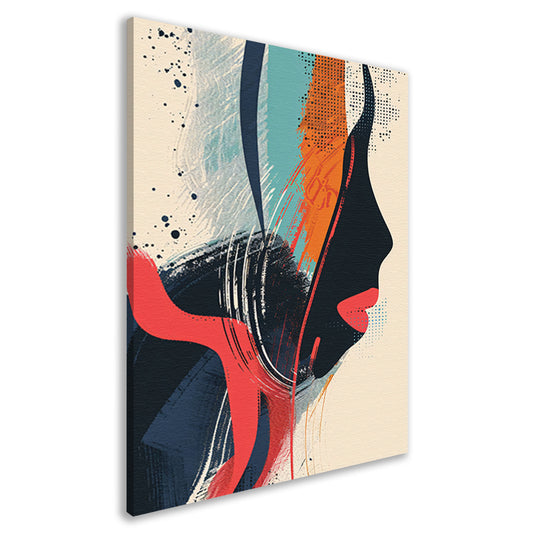 Abstract Portret van een Vrouw in Verf canvas
