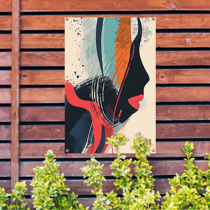 Abstract Portret van een Vrouw in Verf tuinposter