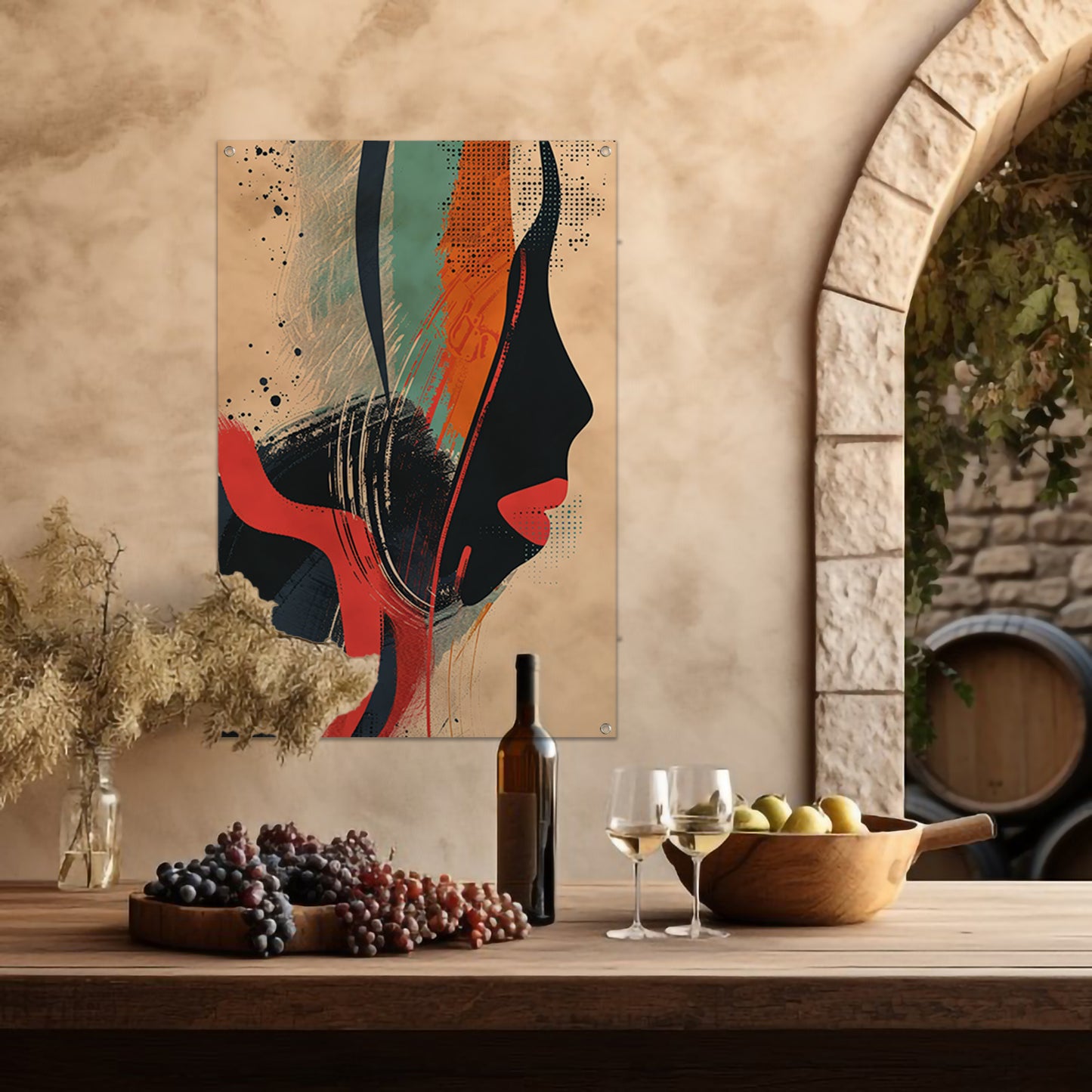 Abstract Portret van een Vrouw in Verf tuinposter