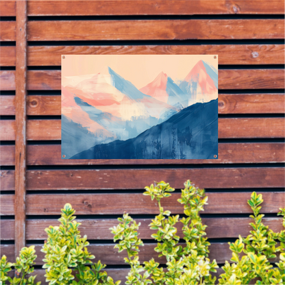 Abstracte pasteltinten van berglandschappen in zonlicht tuinposter
