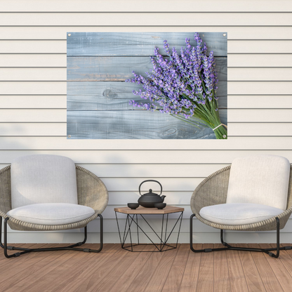 Lavendel op houten tafel tuinposter