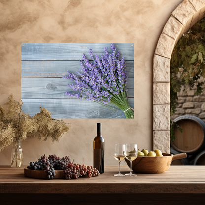 Lavendel op houten tafel tuinposter