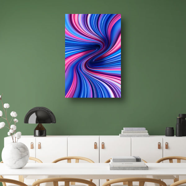 Abstract Kleurenwerveling in Roze, Blauw en Paars canvas met baklijst
