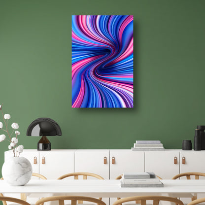 Abstract Kleurenwerveling in Roze, Blauw en Paars canvas met baklijst