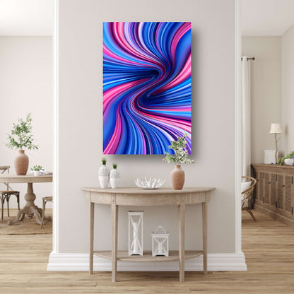 Abstract Kleurenwerveling in Roze, Blauw en Paars canvas met baklijst