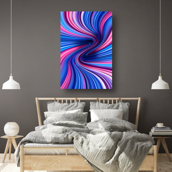 Abstract Kleurenwerveling in Roze, Blauw en Paars canvas met baklijst