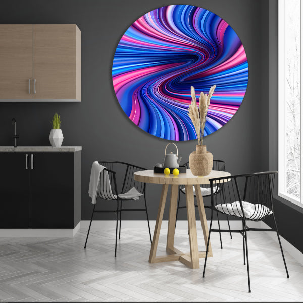 Abstract Kleurenwerveling in Roze, Blauw en Paars aluminium muurcirkel