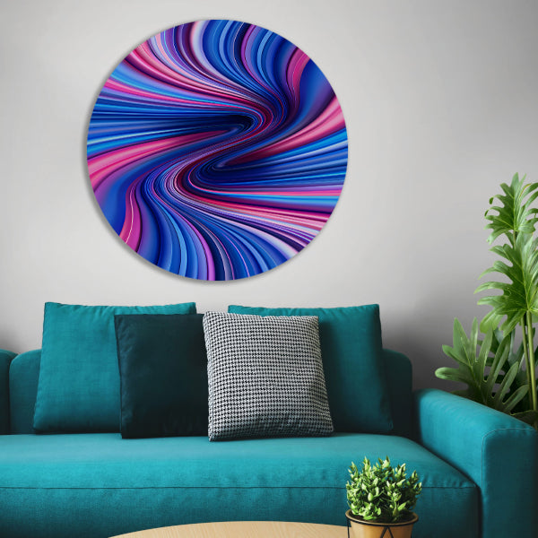 Abstract Kleurenwerveling in Roze, Blauw en Paars aluminium muurcirkel