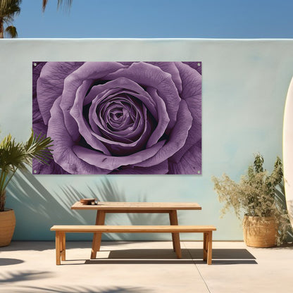 Surrealistische paarse roos met gedetailleerde blaadjes tuinposter