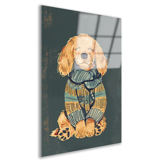 Gouden Retriever in trui acrylglas