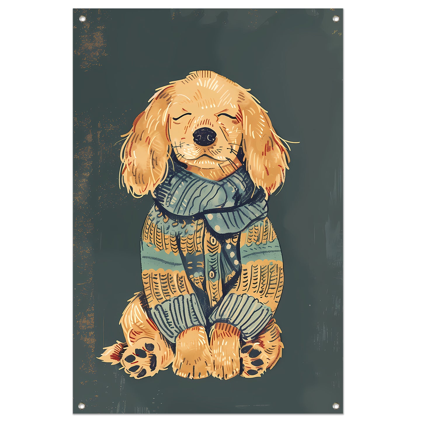 Gouden Retriever in trui tuinposter