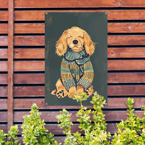 Gouden Retriever in trui tuinposter