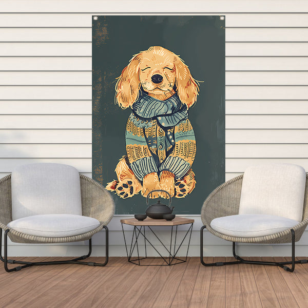 Gouden Retriever in trui tuinposter