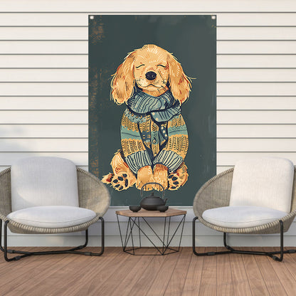 Gouden Retriever in trui tuinposter