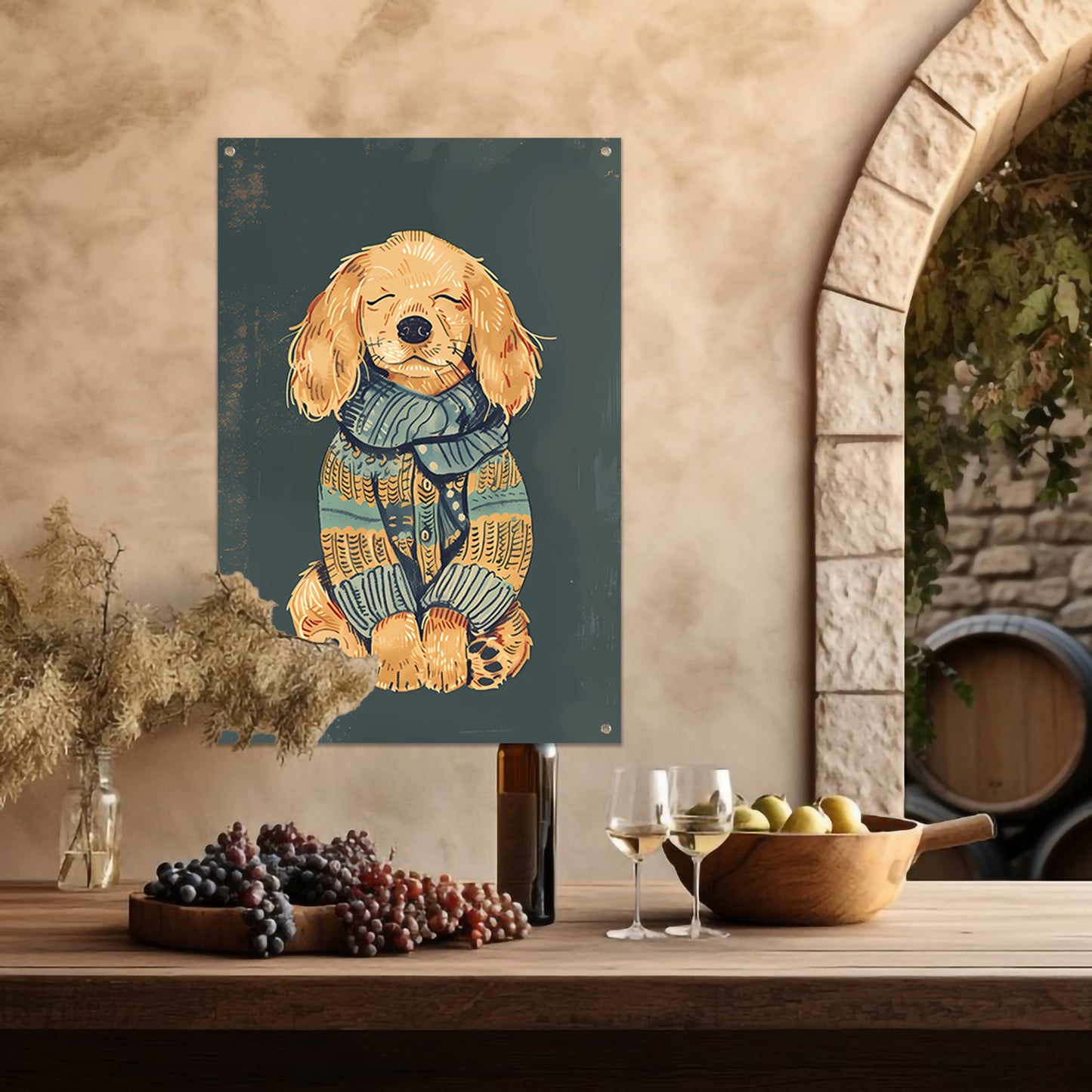Gouden Retriever in trui tuinposter