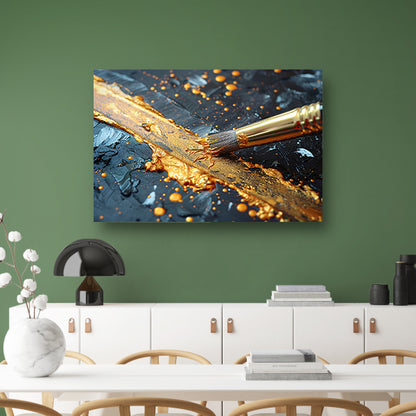Gouden Lijn Abstractie canvas met baklijst