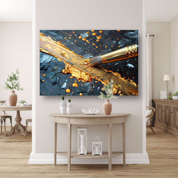 Gouden Lijn Abstractie canvas met baklijst