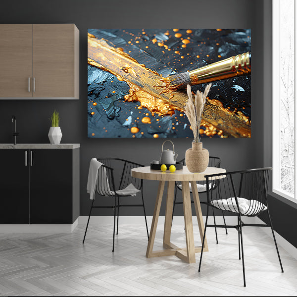 Gouden Lijn Abstractie canvas met baklijst