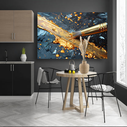 Gouden Lijn Abstractie canvas met baklijst