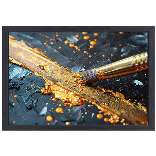 Gouden Lijn Abstractie canvas met baklijst