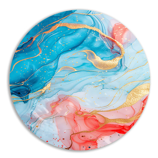 Abstracte Symfonie in Blauw en Roze forex muurcirkel