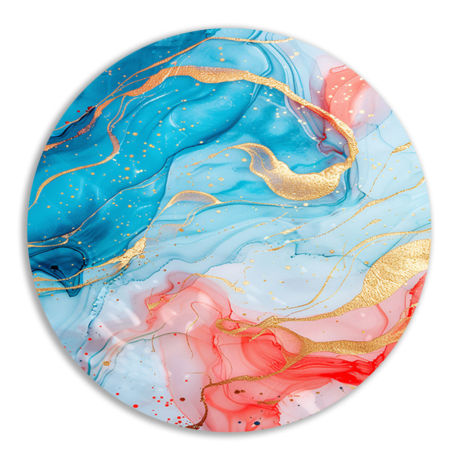 Abstracte Symfonie in Blauw en Roze forex muurcirkel