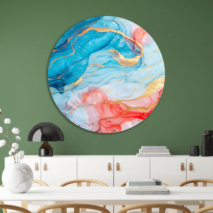 Abstracte Symfonie in Blauw en Roze forex muurcirkel