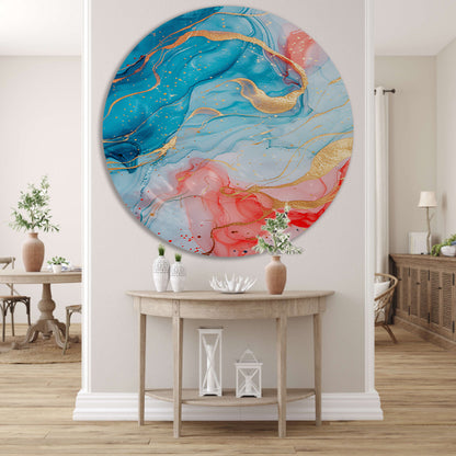 Abstracte Symfonie in Blauw en Roze forex muurcirkel