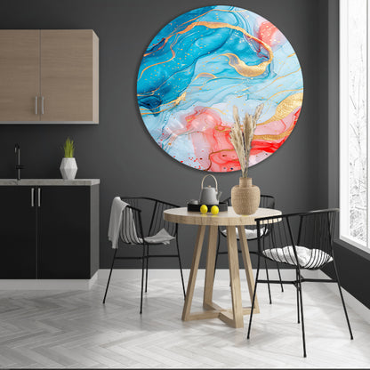 Abstracte Symfonie in Blauw en Roze forex muurcirkel