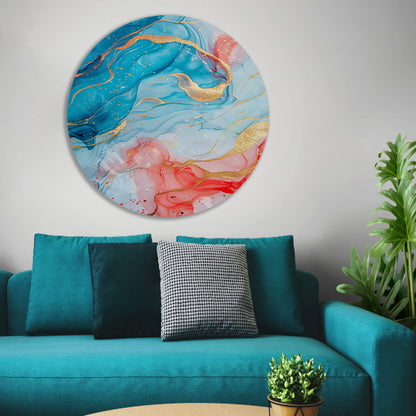 Abstracte Symfonie in Blauw en Roze forex muurcirkel