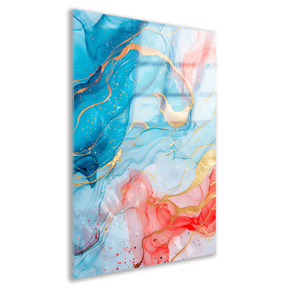 Abstracte Symfonie in Blauw en Roze acrylglas