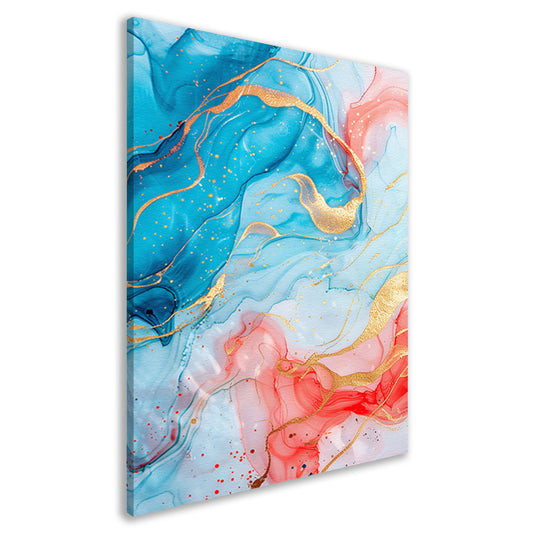 Abstracte Symfonie in Blauw en Roze canvas