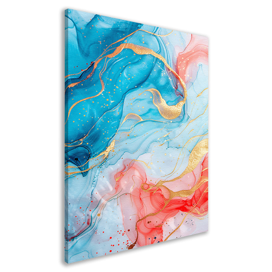 Abstracte Symfonie in Blauw en Roze canvas
