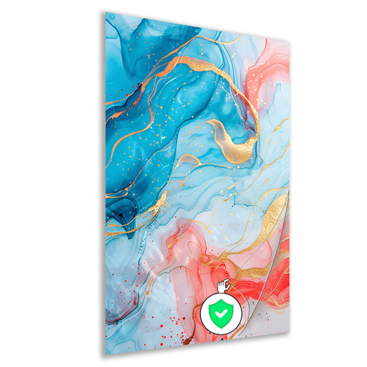Abstracte Symfonie in Blauw en Roze poster