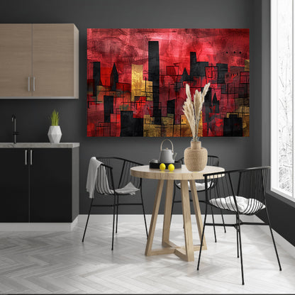 Abstracte digitale skyline kunst in levendige kleuren acrylglas