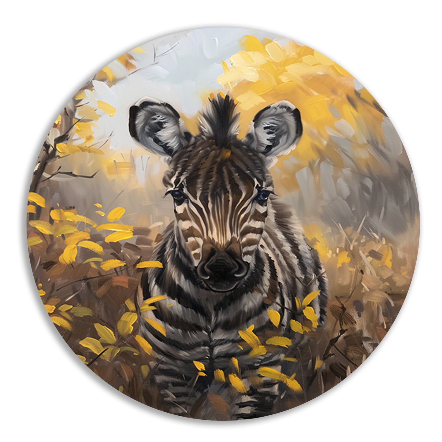 Surrealistische zebra in herfstachtige omgeving forex muurcirkel