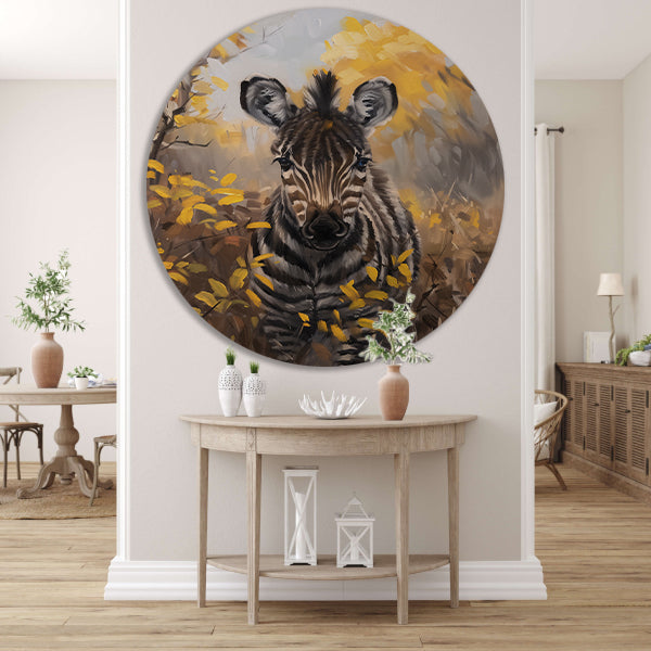 Surrealistische zebra in herfstachtige omgeving forex muurcirkel