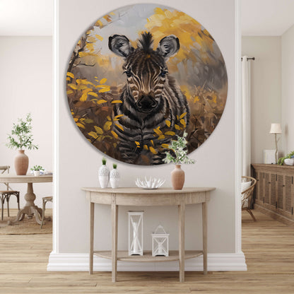 Surrealistische zebra in herfstachtige omgeving forex muurcirkel