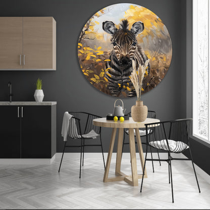 Surrealistische zebra in herfstachtige omgeving forex muurcirkel