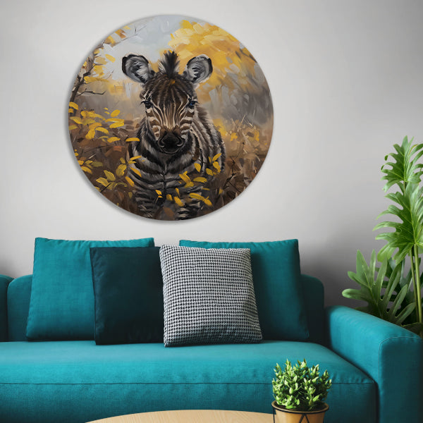 Surrealistische zebra in herfstachtige omgeving forex muurcirkel