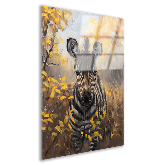 Surrealistische zebra in herfstachtige omgeving acrylglas
