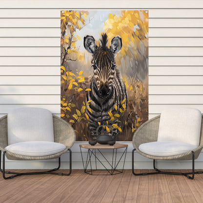 Surrealistische zebra in herfstachtige omgeving tuinposter