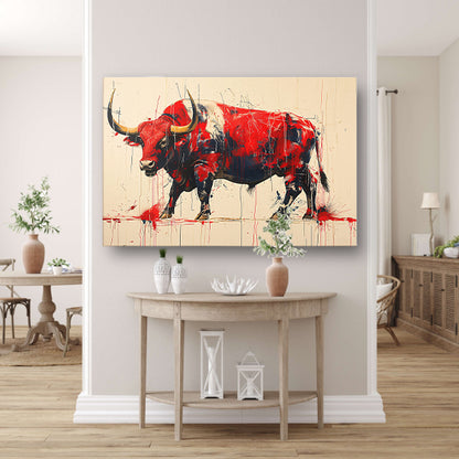 Abstract rode stier canvas