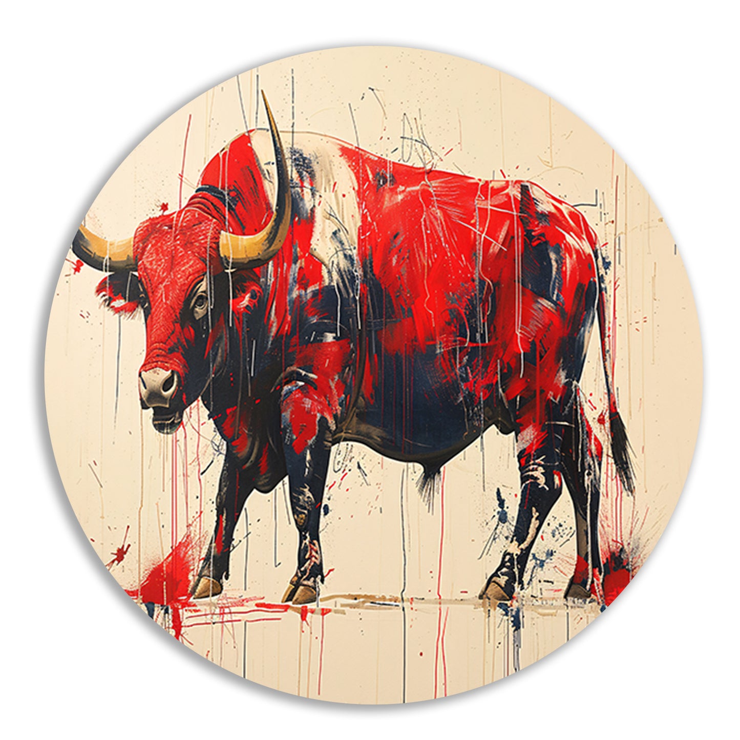 Abstract rode stier aluminium muurcirkel